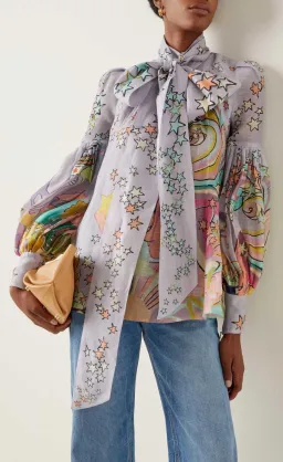 Zimmermann Concert Necktie Blouse Print Size 1/Au 10 for rent on The Volte - image 1