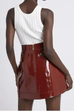 Aje Promenade Leather Pocket Skirt Russet Brown Size 10  for rent on The Volte - image 2