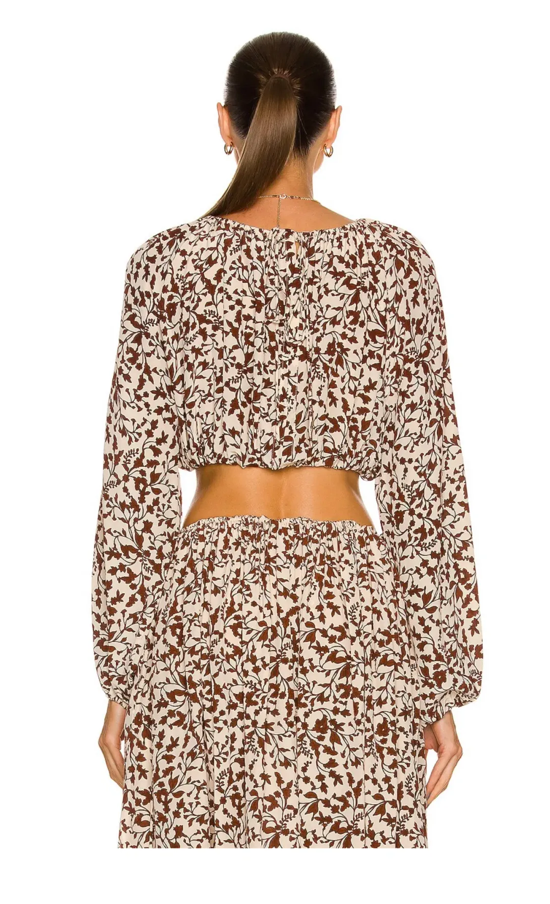 Matteau Voluminous Cropped Blouse and Draw Cord Split Skirt in Santal Print Size 2/Au8 for rent on The Volte - main image