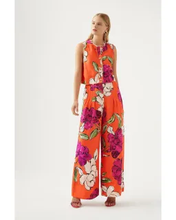 Aje Dazzling Floral Wide Leg Pant in Vivid Camellia Size XL / AU 14  for rent on The Volte - image 1