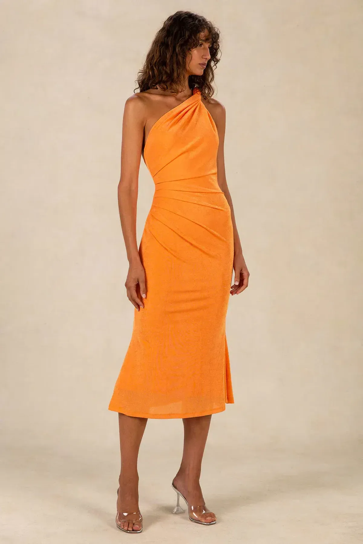 Misha Dune Slinky Jersey Midi Dress Orange Size 10/M for rent on The Volte - main image