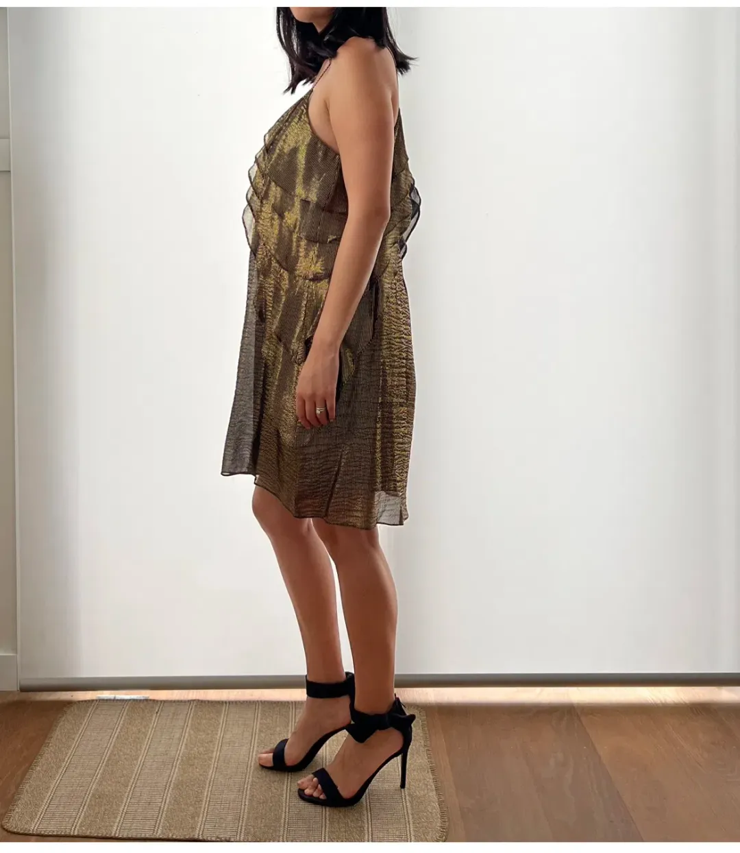 Zimmermann Metallic Frill Dress Gold Size 2 / Au 12  for rent on The Volte - main image