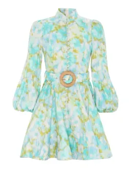 Zimmermann The High Tide Buttoned Mini in Aqua Ikat Floral Size 1 / Au 10  for rent on The Volte - image 4