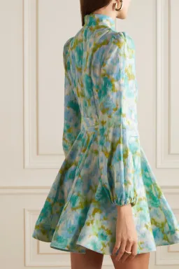 Zimmermann The High Tide Buttoned Mini in Aqua Ikat Floral Size 1 / Au 10  for rent on The Volte - image 2