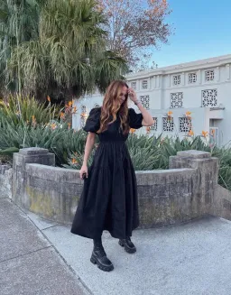 Aere Organic Cotton Poplin Midi Dress Black Size 8 for rent on The Volte - image 5