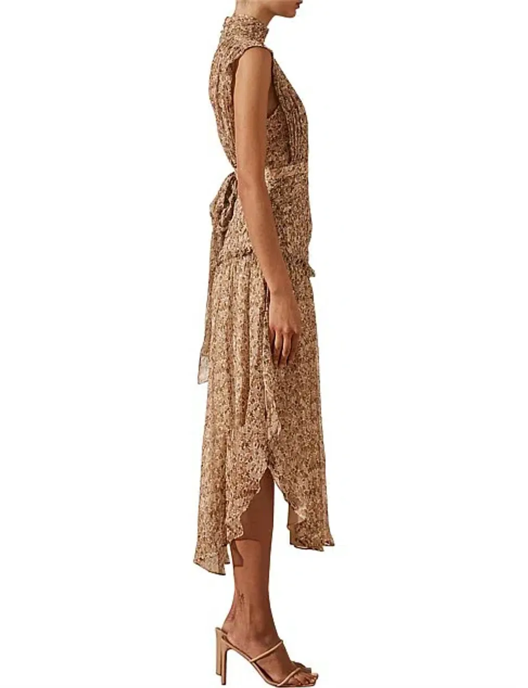 Shona Joy Ambar Sleeveless Open Back Chiffon Midi Dress Floral Size 8 for rent on The Volte - main image