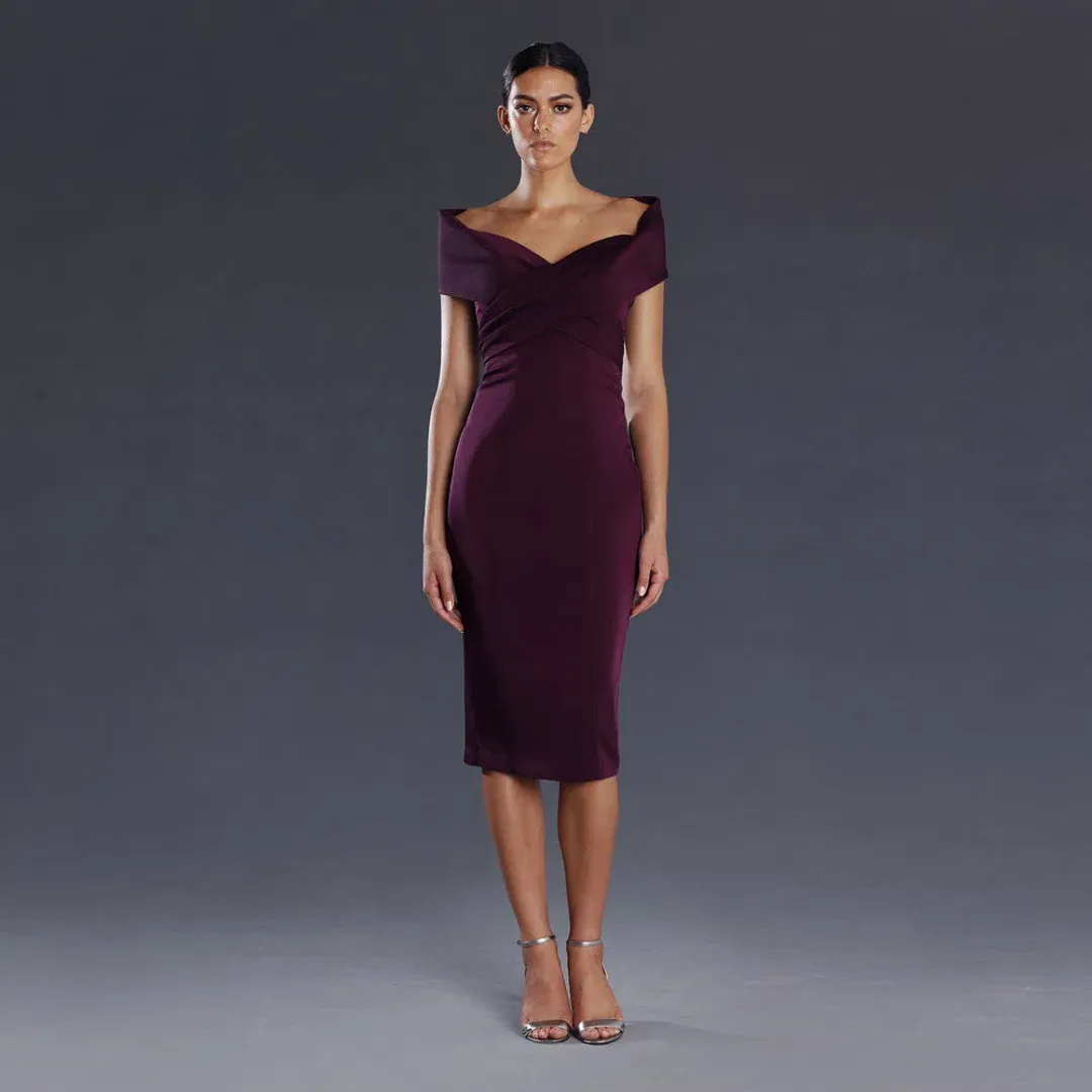 Jadore Off-Shoulder Plum Dress Purple Size 14  for rent on The Volte - main image