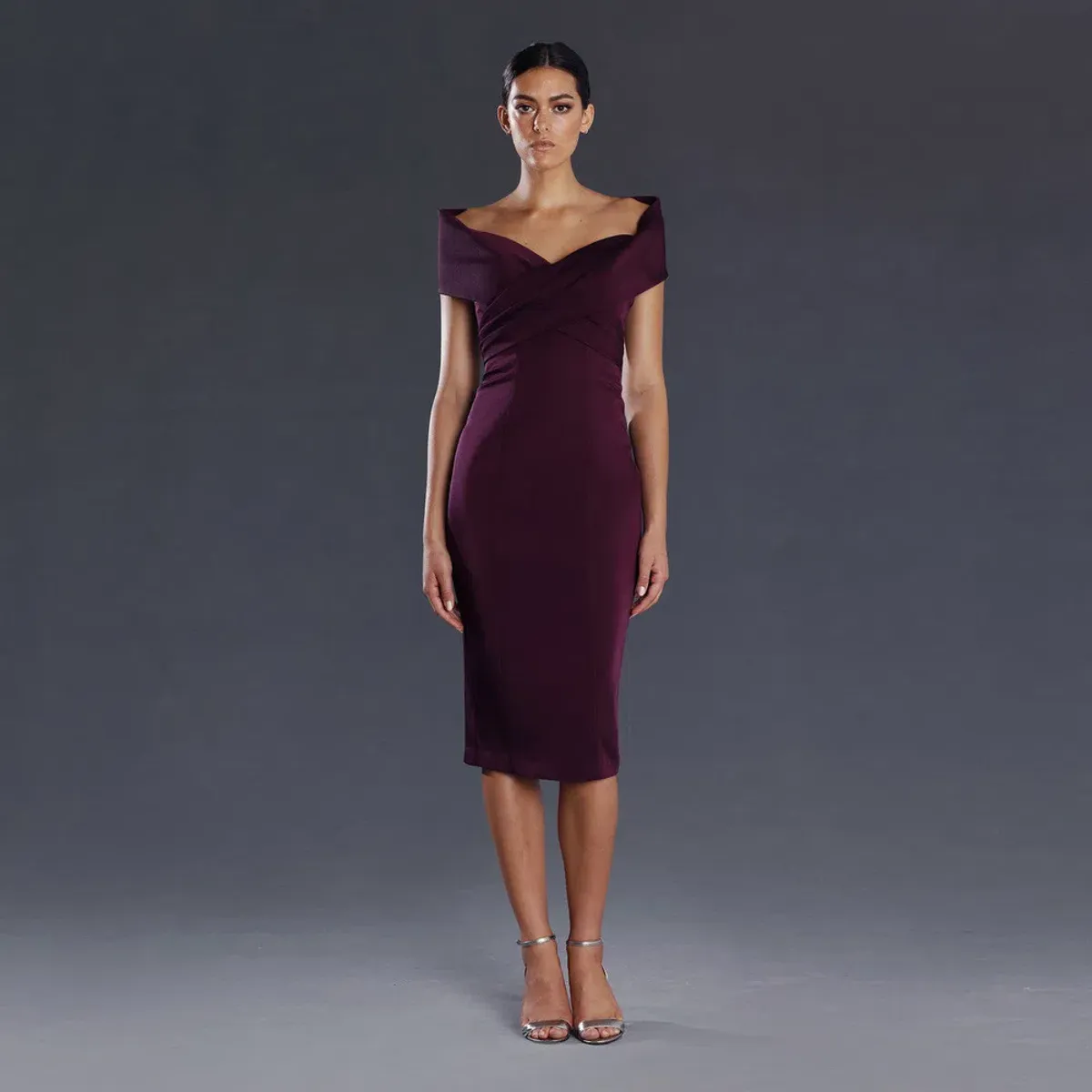 Jadore Off-Shoulder Plum Dress Purple Size 14  for rent on The Volte - main image
