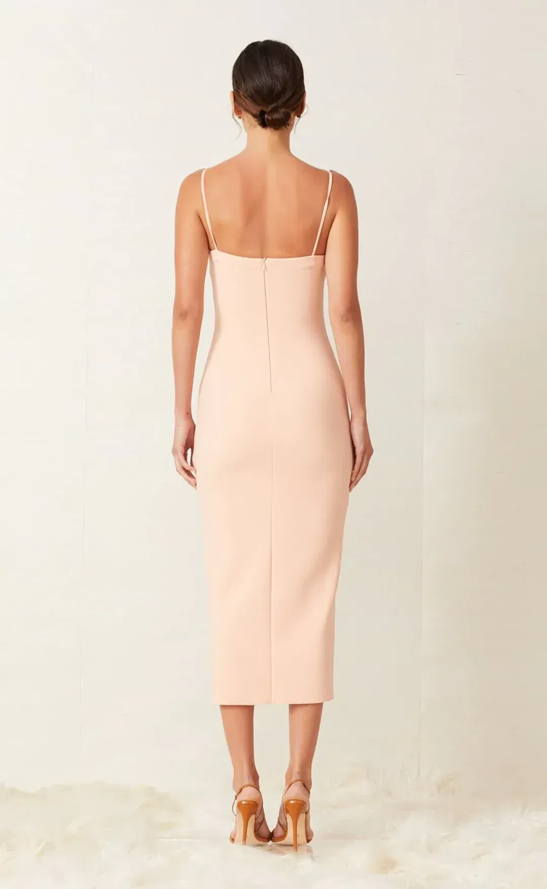 Bec & Bridge Ruby Asym Midi Dress in Peach Size 14 for rent on The Volte - main image