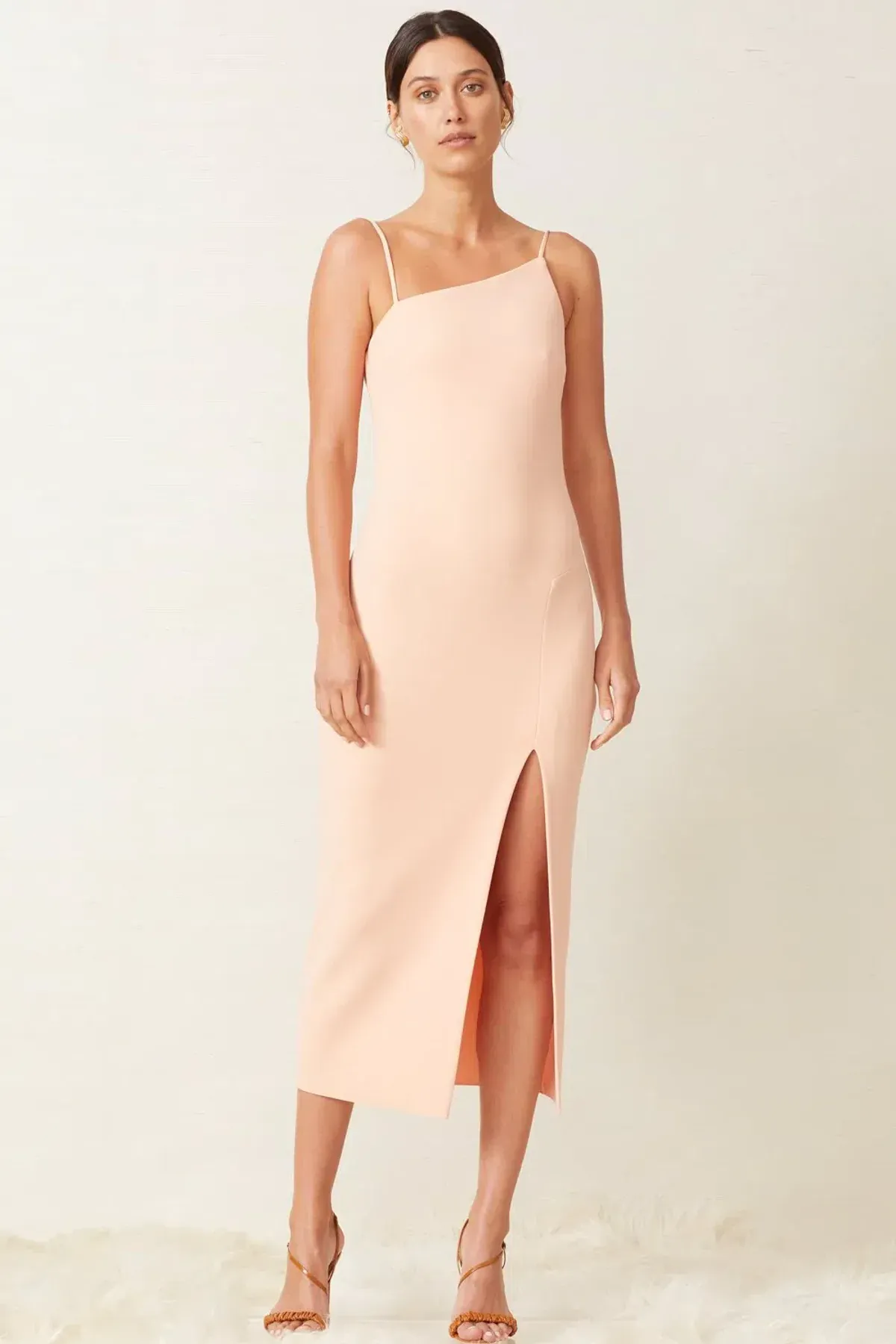Bec & Bridge Ruby Asym Midi Dress in Peach Size 14 for rent on The Volte - main image