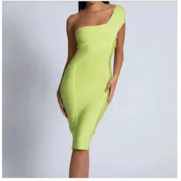 Meshki Eloise Asymmetric Bandage Dress Lime Size XS / Au 6 for rent on The Volte - image 2
