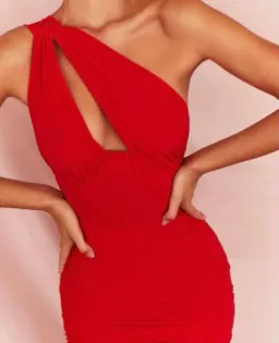 House of CB Valentina Asymmetric Cut Out Midi Dress Red Size XS / Au 6 for rent on The Volte - image 3