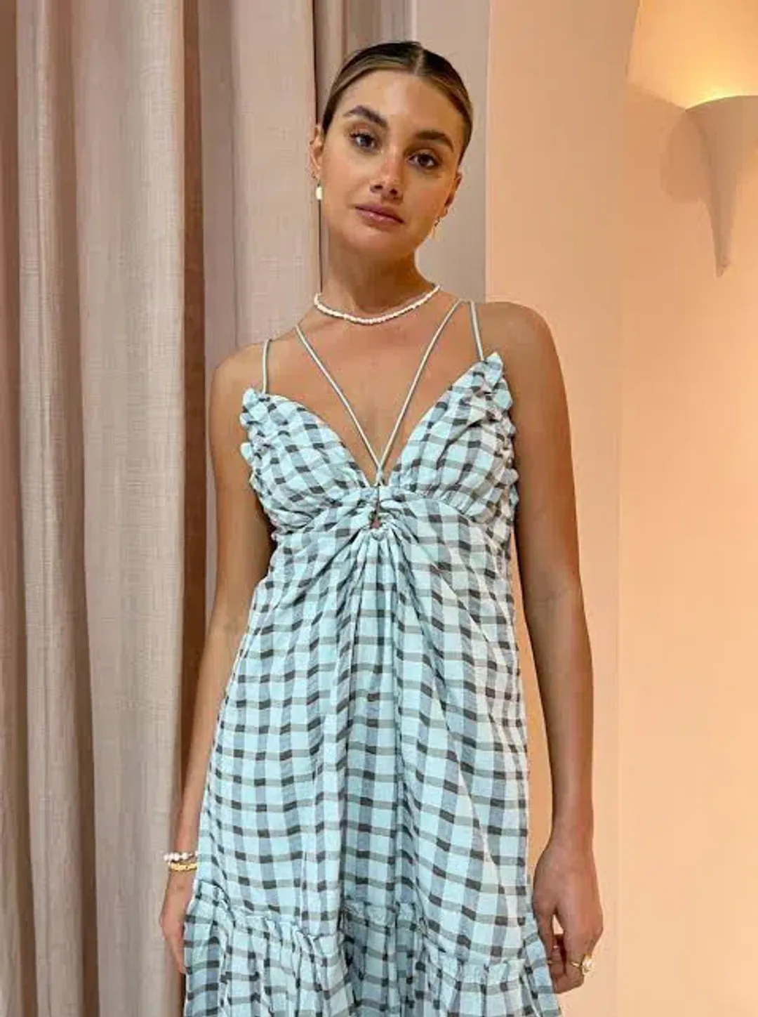 Significant Other Emily Maxi Dress in Mint Check Size 8 for rent on The Volte - main image