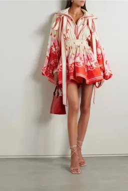 Zimmermann High Tide Billow Mini Dress Red Print Size 0P / Au 6 for rent on The Volte - image 1