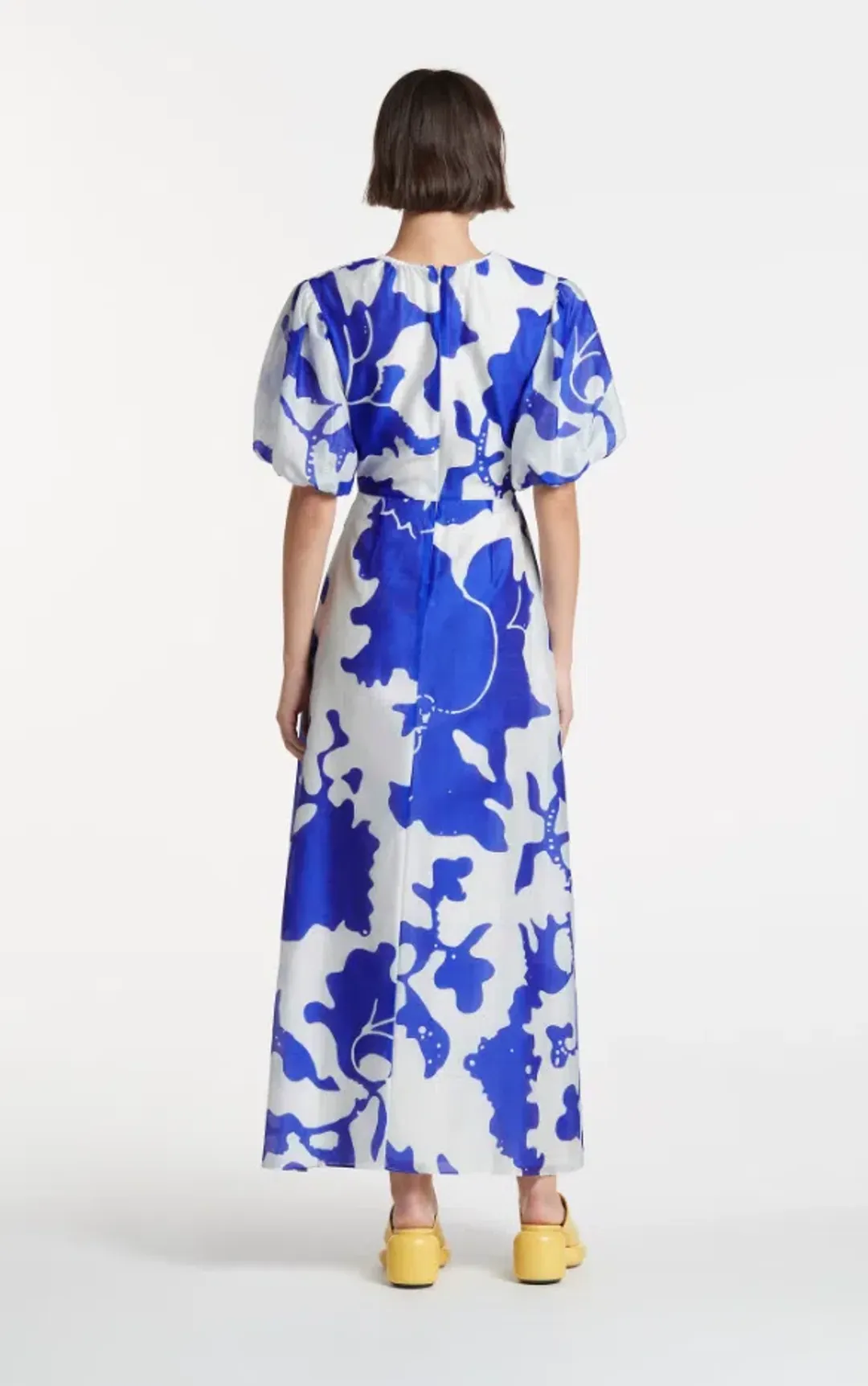 Sir the Label Vivi Puff Sleeve Maxi Dress Blue Print Size 1/AUS 8 for rent on The Volte - main image
