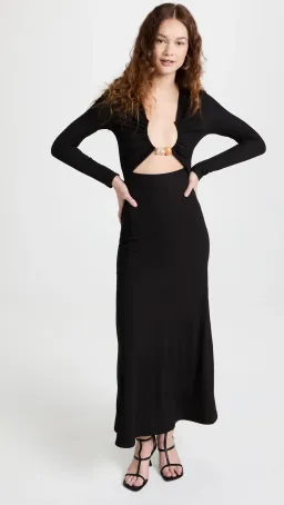 Christopher Esber Split Quartz Ruched Dress Black Size 8 for rent on The Volte - image 2