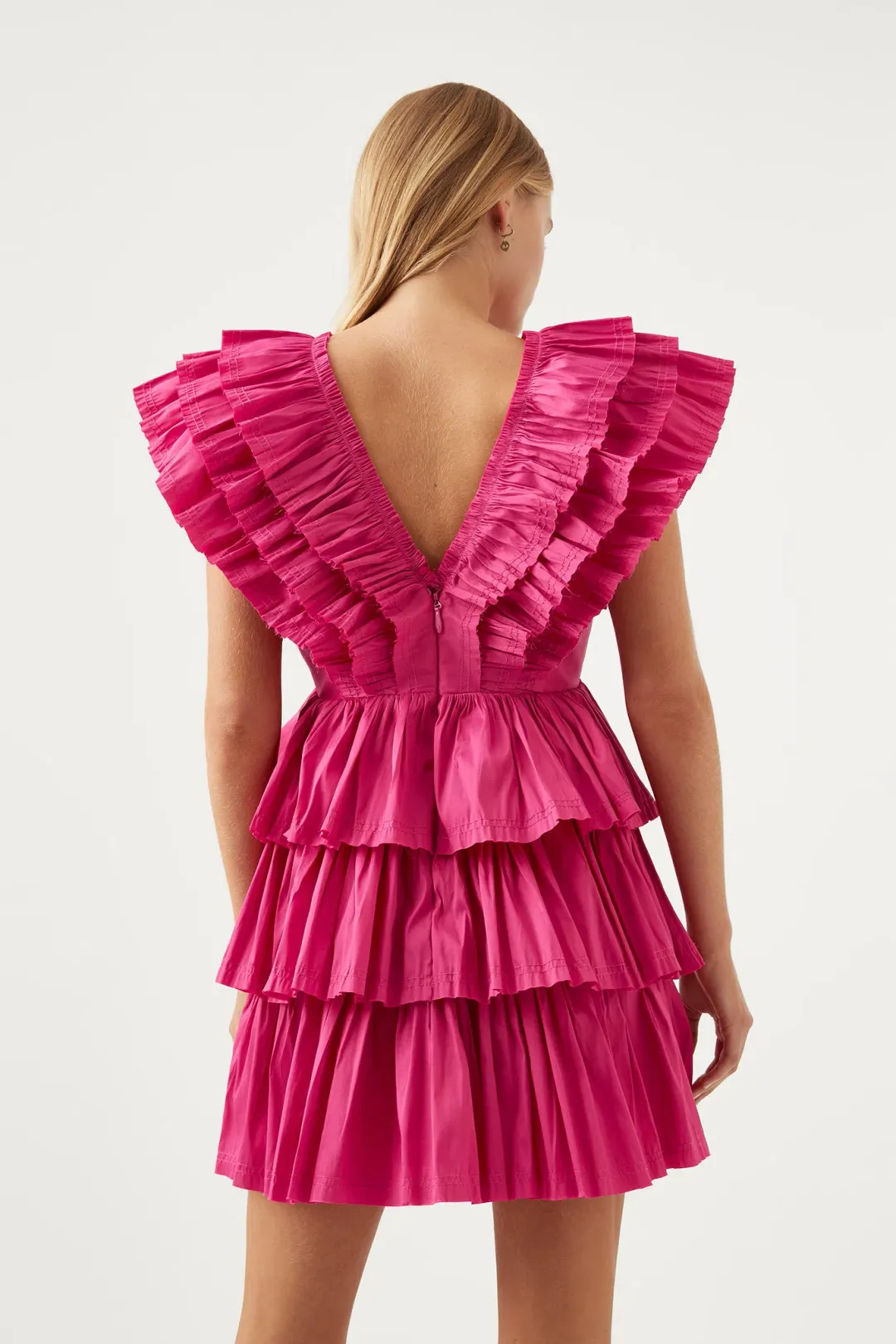 Aje Rhythmic Frilled Dress Pink Size 6 for rent on The Volte - main image