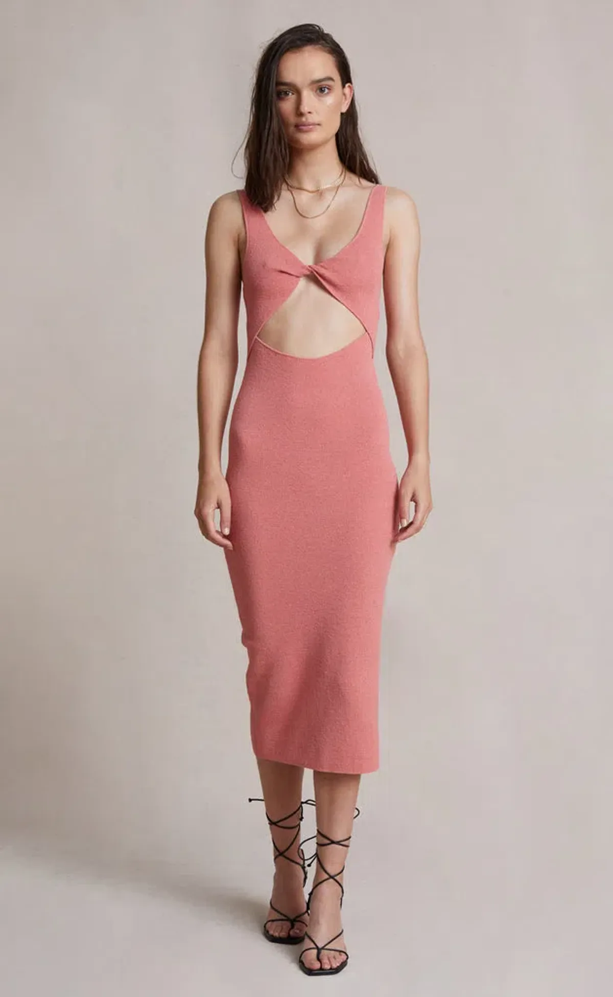 Bec & Bridge Oasis Twist Midi Dress Salmon Size AU 12    for rent on The Volte - main image