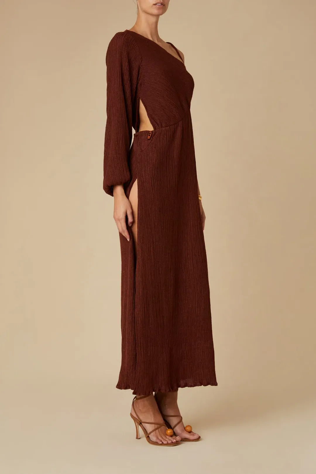 Savannah Morrow Cher Dress Mahogany Size XS for rent on The Volte - main image