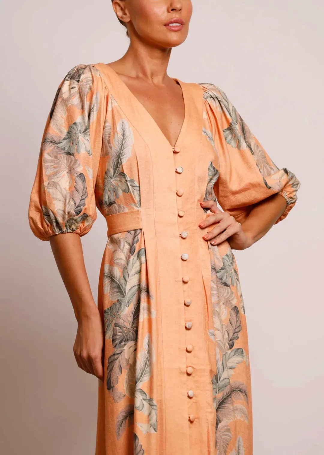 Pasduchas Horizon Midi Dress Earth Size 10 for rent on The Volte - main image