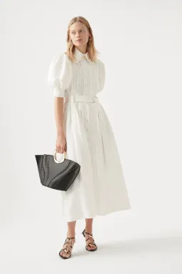 Aje Madeleine Belted Midi Dress Ivory Size 6  for rent on The Volte - image 1
