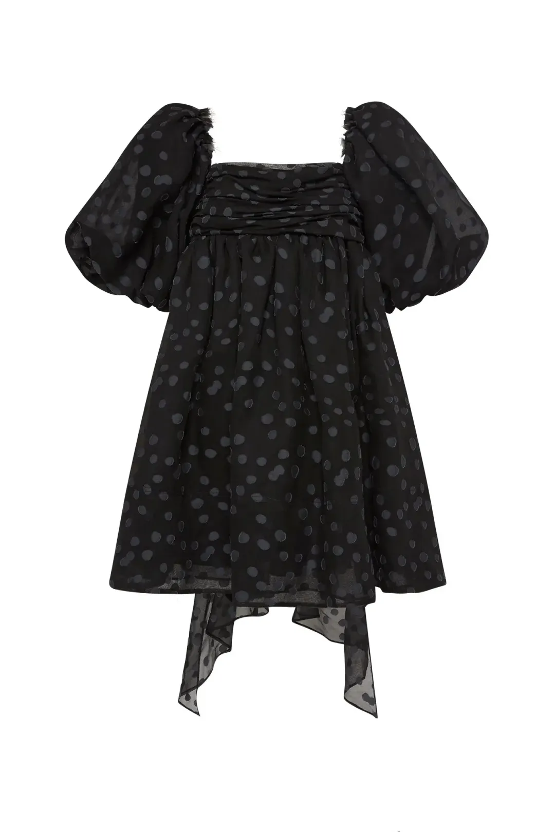 Aje La Piscine Puff Sleeve Bow Back Mini Dress Black Size 8  for rent on The Volte - main image