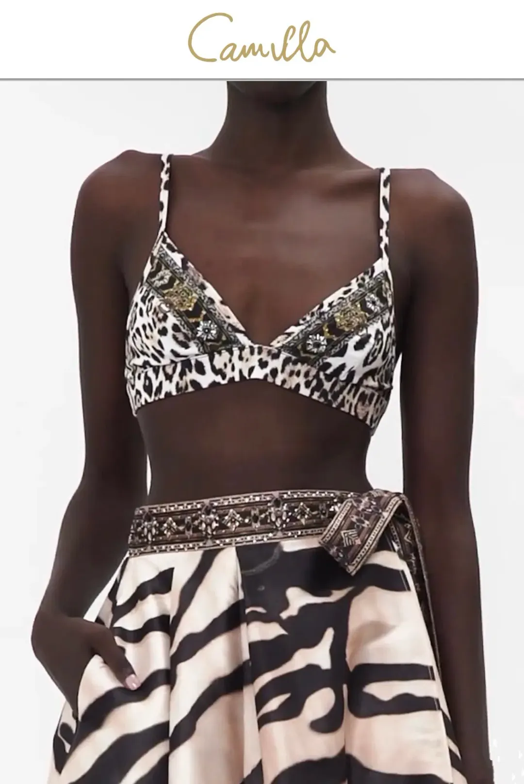 Camilla Jersey Turtleneck Tame My Tiger Black with Camilla Cool For Cats Soft Bra with Back Clip (AU16) for rent on The Volte - main image