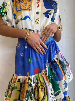 Alemais Soleil Oversized Silk Top Size 12 and Ruffle Skirt Set Multi Size 14  for rent on The Volte - image 3