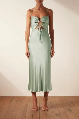 Shona Joy Felicity Lace Up Midi Dress Thyme Green Size 10 / M for rent on The Volte - image 1