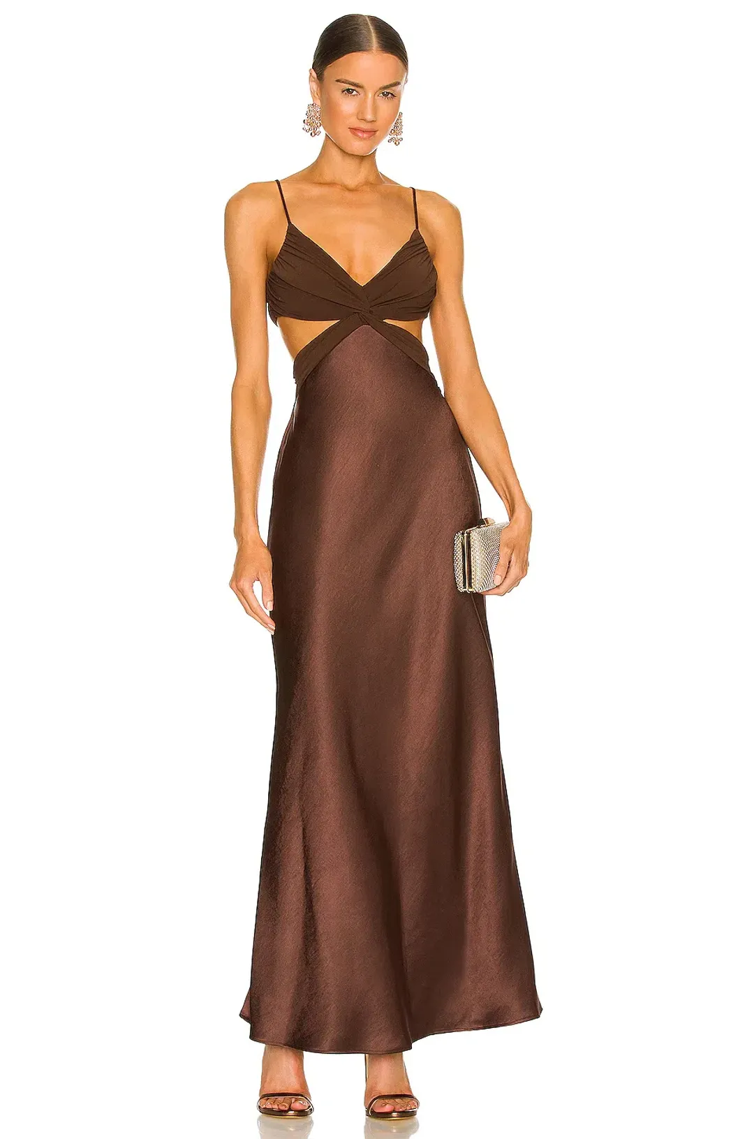 Bec & Bridge Nadia Twist Maxi Dress Chocolate Brown Size XS / AU 6 for rent on The Volte - main image