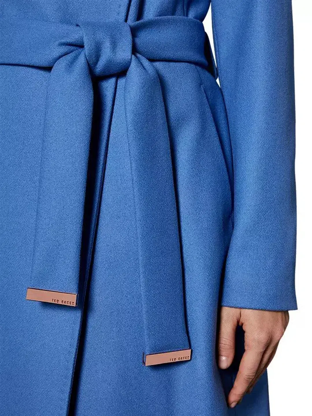 Ted Baker Sandra Wool Blend Wrap Coat Mid Blue Size 1 / Au 8 for rent on The Volte - main image