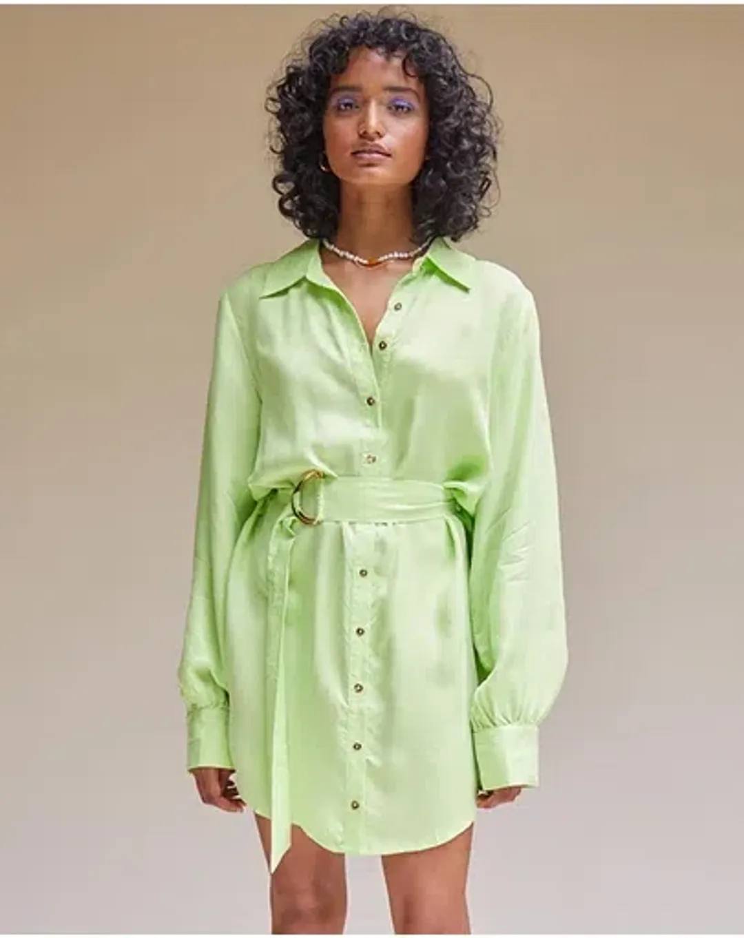 Suboo Sky Mini Shirt Dress in Green Size 12 for rent on The Volte - main image