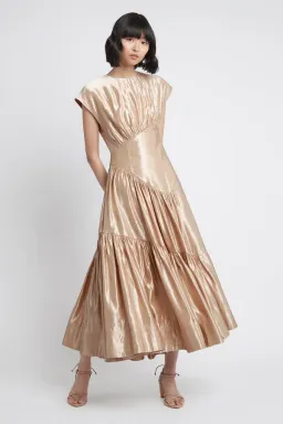 Aje Serendipity Reflection Midi Dress Champagne Size 8 / S for rent on The Volte - image 1