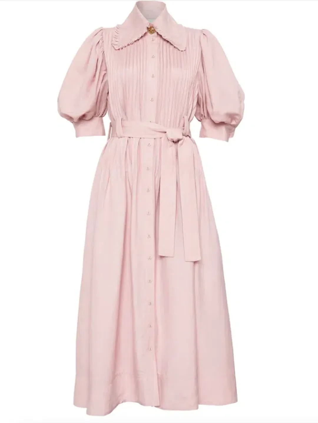 Aje Madeleine Belted Midi Dress Dusty Pink Size 16 for rent on The Volte - main image