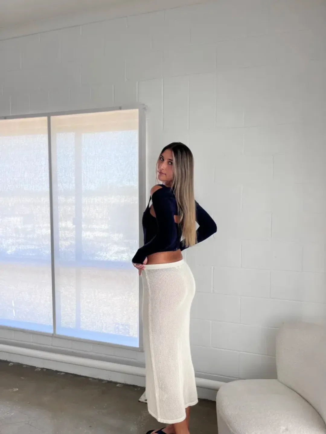 Dion Lee Pointelle Corset LS Top Navy Size XS/Au 6 for rent on The Volte - main image