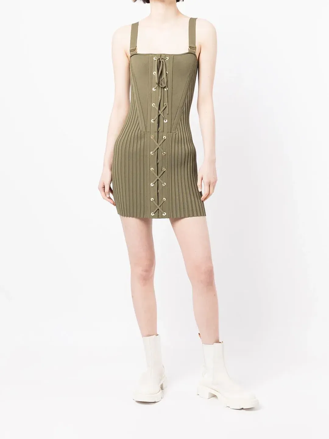 Dion Lee Laced Corset Mini Dress Moss Green Size S/AU 8 for rent on The Volte - main image