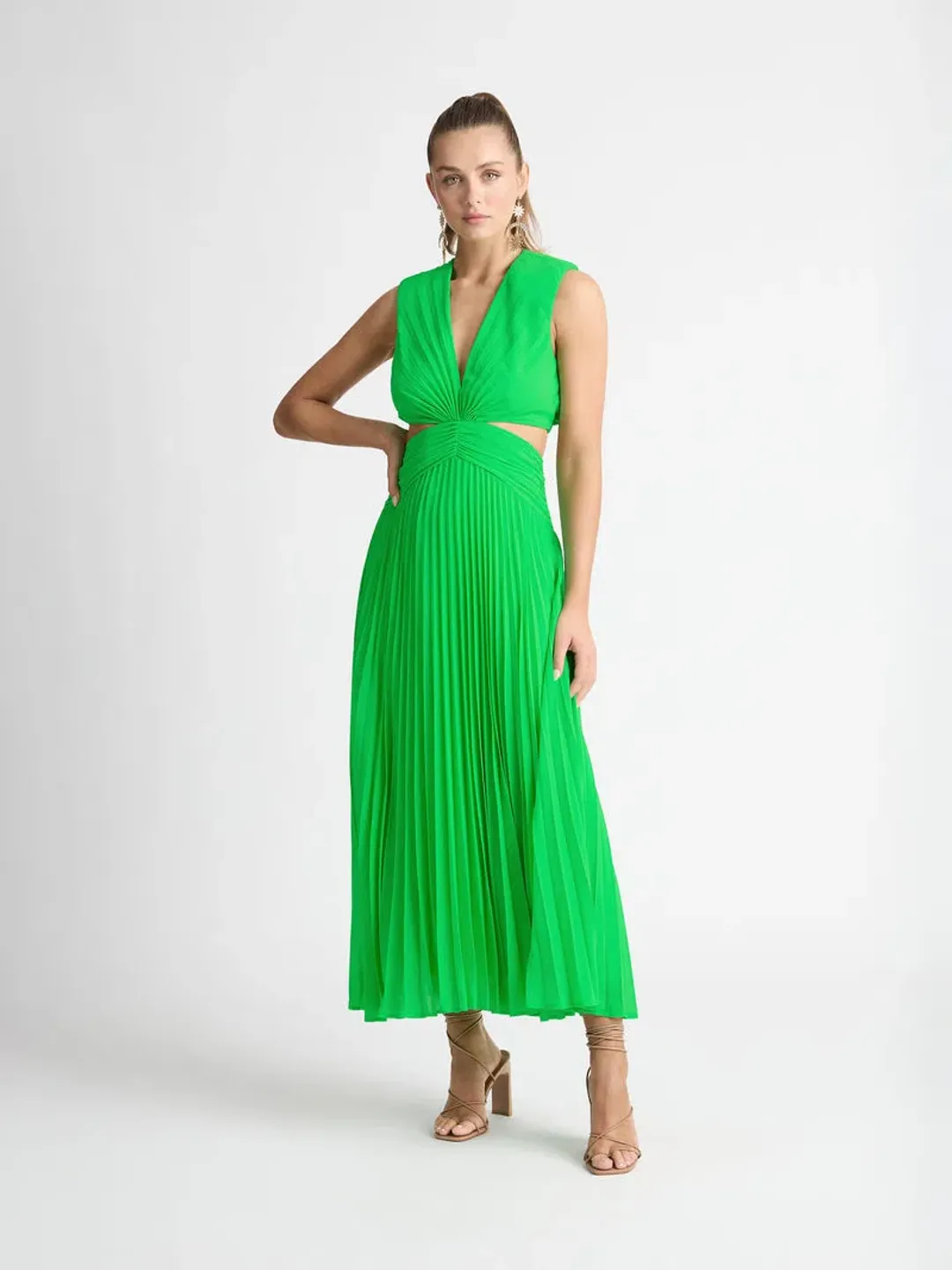 Sheike Marilyn Pleat Dress Green Size 8 for rent on The Volte - main image