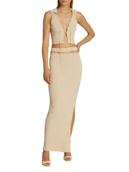 Aya Muse Reposier tan Top & Skirt Set Tan Size 4 for rent on The Volte - image 1