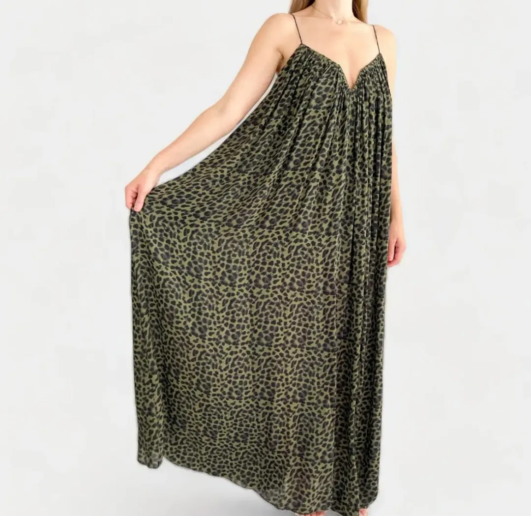 Camilla And Marc Tatami Full Maxi Dress Green Animal Print Size 8 for rent on The Volte - main image