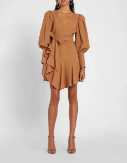 By Johnny Crush Wrap Dress Tan Size 8  for rent on The Volte - image 1