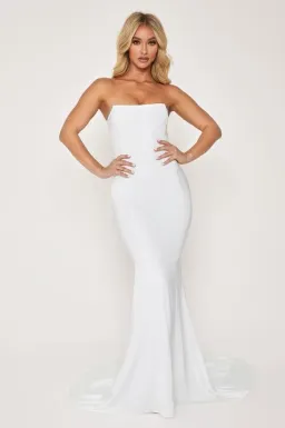 Meshki Farrah Gown White Size 6 for rent on The Volte - image 1