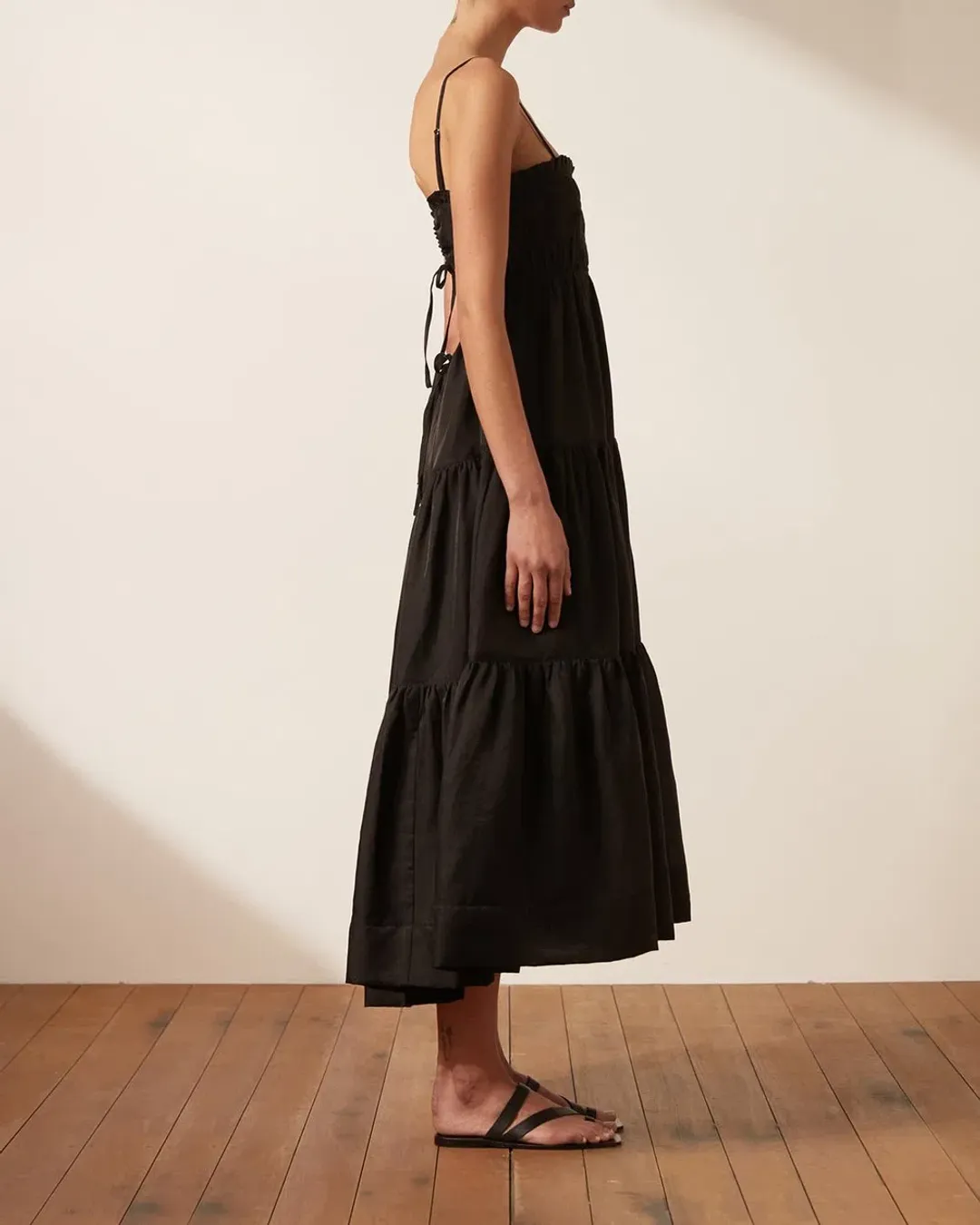 Shona Joy Bruna Linen Midi Black Size 8 for rent on The Volte - main image