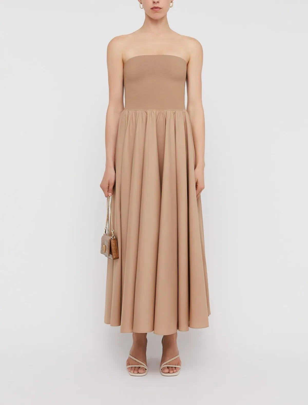 Scanlan Theodore Crepe Knit Cotton Strapless Dress Nude Size 6 for rent on The Volte - main image