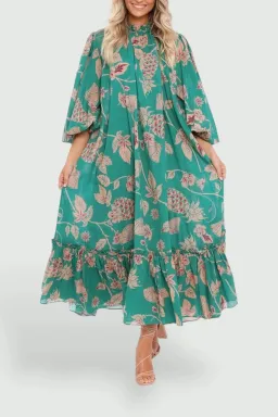 Leo Lin Pina Rosa Midi Dress Green Size 6 for rent on The Volte - image 1