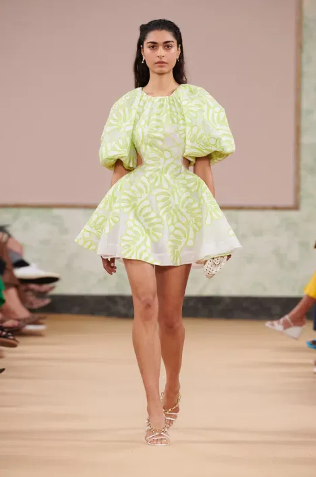 Aje Botanical Applique Mini Dress Ivory/Citrus Yellow Size 12 / L for rent on The Volte - main image