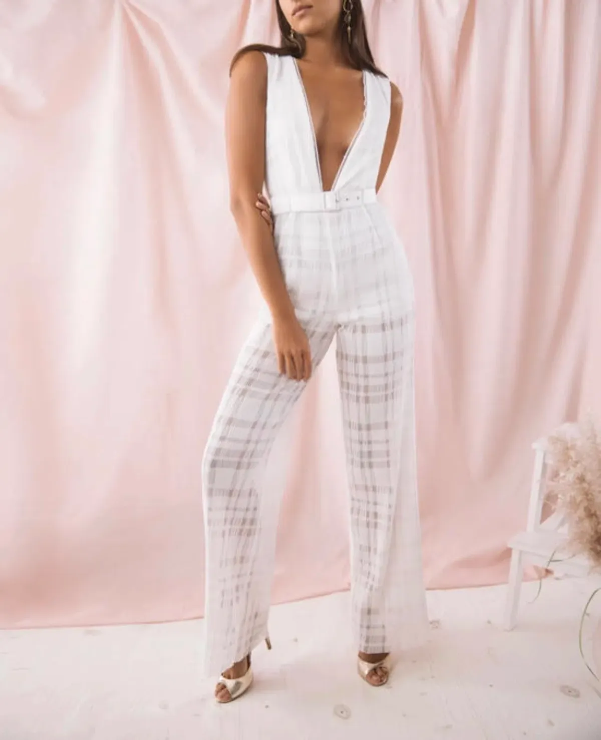 MISHA Lani Pantsuit White Size 6/XS  for rent on The Volte - main image