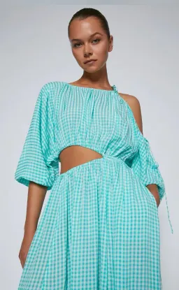 Scanlan Theodore Gingham Drawstring Dress Mint Size 8 / S for rent on The Volte - image 2