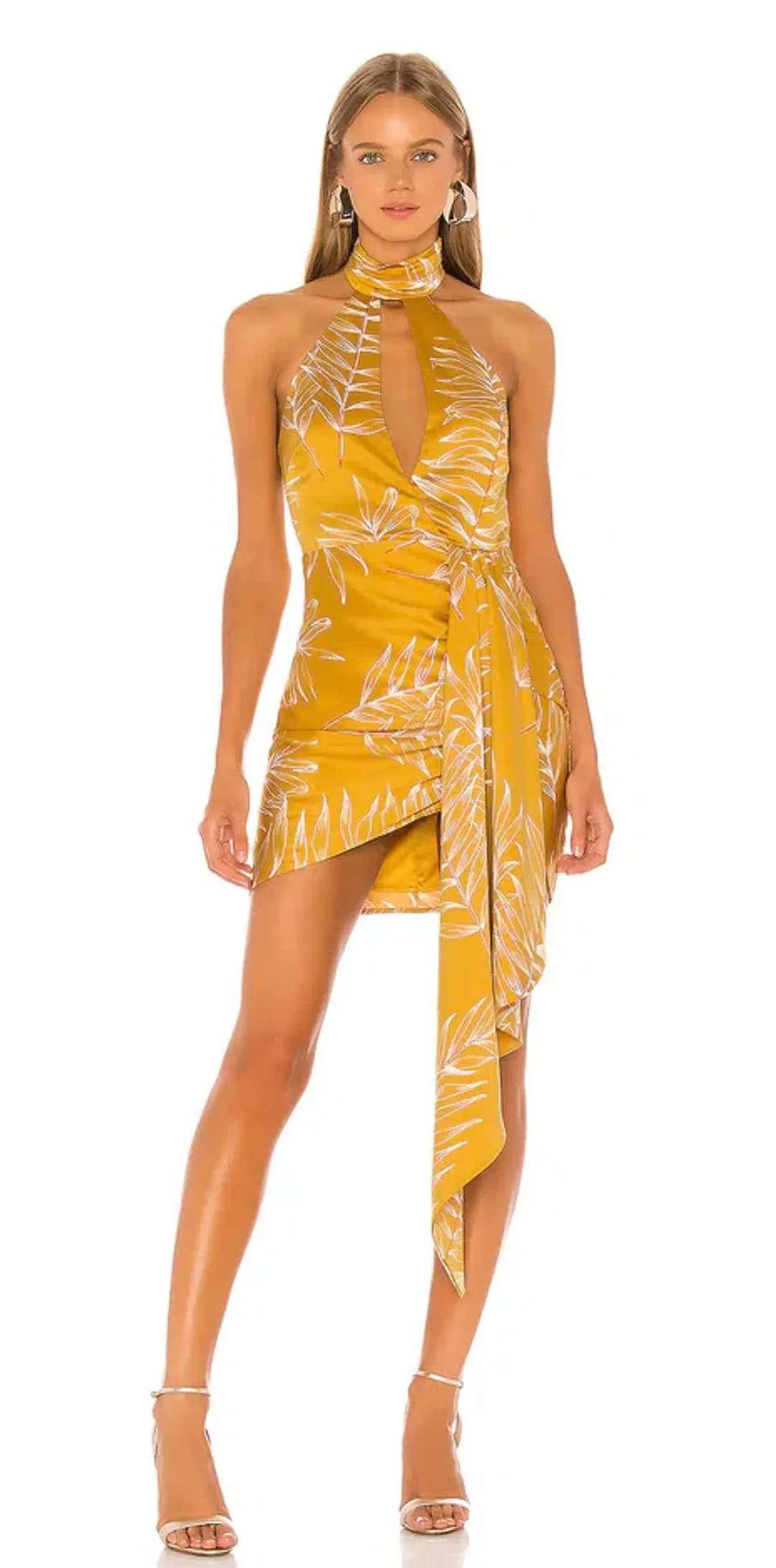 Camila Coelho Antonia Mini Dress Gold Tropical Size S/Au 10 for rent on The Volte - main image