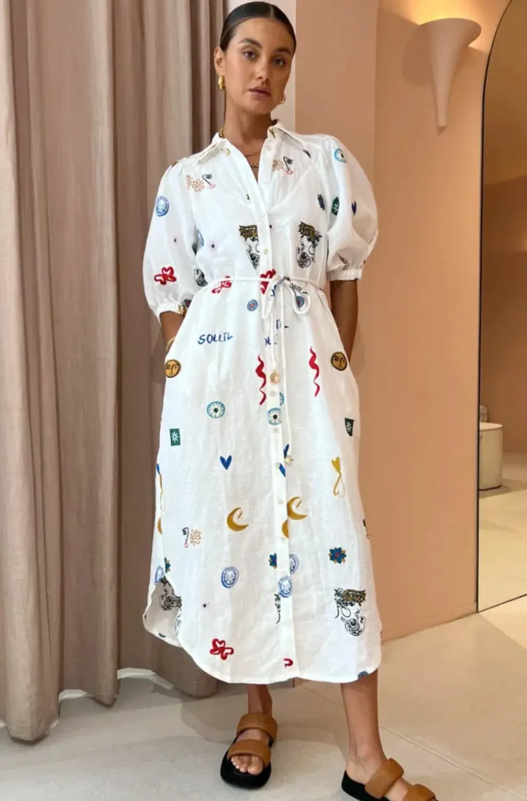 Alemais Soleil Embroidery Dress Print Size 10  for rent on The Volte - main image