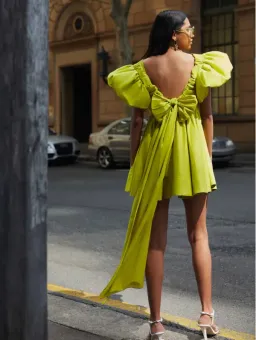 Aje Gretta Bow Back Mini Dress Green Size 8 for rent on The Volte - image 4